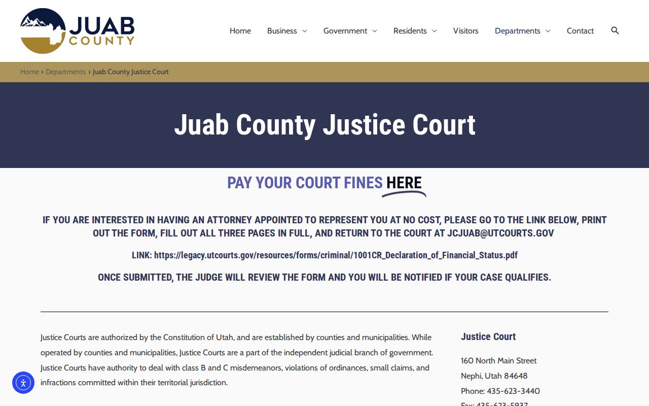 Juab County court dates and remote appearance information
