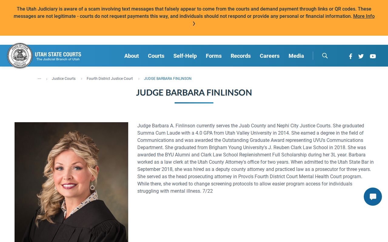 Juab County criminal docket Justice Court judge directory
