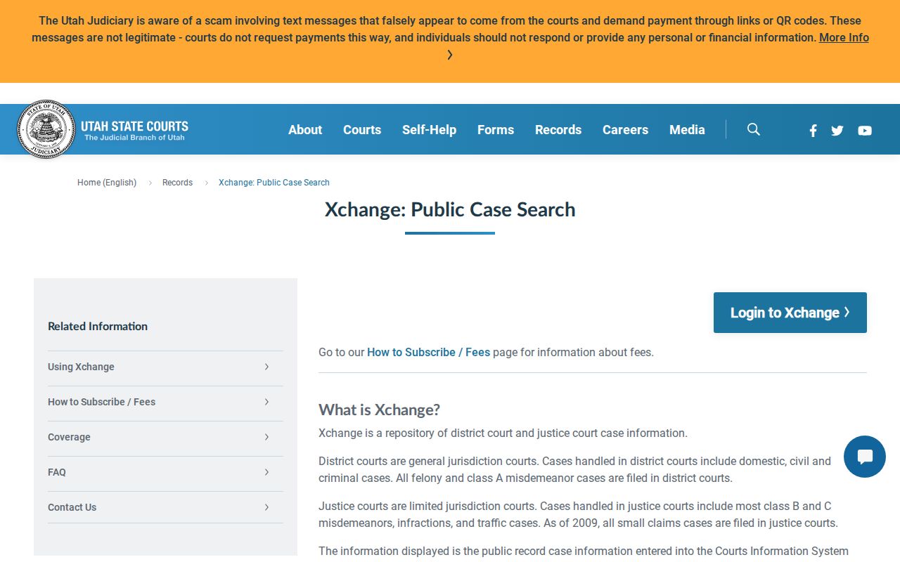 Juab County court docket XChange scope